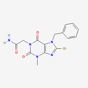 molecular formula C15H14BrN5O3 B2405356 2-(7-benzyl-8-bromo-3-methyl-2,6-dioxo-2,3,6,7-tetrahydro-1H-purin-1-yl)acetamide CAS No. 313470-22-3
