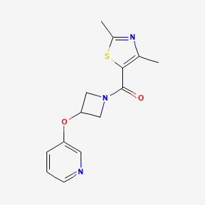 molecular formula C14H15N3O2S B2405360 (2,4-二甲基噻唑-5-基)(3-(吡啶-3-氧基)氮杂环丁-1-基)甲苯酮 CAS No. 1904317-32-3
