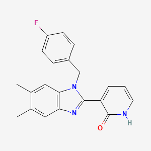 molecular formula C21H18FN3O B2405364 3-[1-(4-fluorobenzyl)-5,6-dimethyl-1H-1,3-benzimidazol-2-yl]-2(1H)-pyridinone CAS No. 861212-05-7