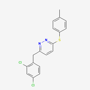 molecular formula C18H14Cl2N2S B2405368 6-(2,4-Dichlorobenzyl)-3-pyridazinyl 4-methylphenyl sulfide CAS No. 241488-47-1
