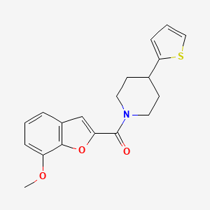 molecular formula C19H19NO3S B2405369 (7-Methoxybenzofuran-2-yl)(4-(thiophen-2-yl)piperidin-1-yl)methanone CAS No. 1396886-09-1