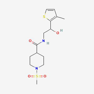 molecular formula C14H22N2O4S2 B2405375 N-(2-hydroxy-2-(3-methylthiophen-2-yl)ethyl)-1-(methylsulfonyl)piperidine-4-carboxamide CAS No. 1351615-54-7