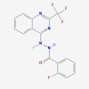 B2405406 2-fluoro-N'-methyl-N'-[2-(trifluoromethyl)quinazolin-4-yl]benzohydrazide CAS No. 477867-52-0