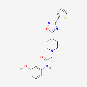molecular formula C20H22N4O3S B2405410 N-(3-methoxyphenyl)-2-{4-[3-(thiophen-2-yl)-1,2,4-oxadiazol-5-yl]piperidin-1-yl}acetamide CAS No. 1251544-20-3