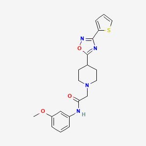 molecular formula C20H22N4O3S B2405410 N-(3-methoxyphenyl)-2-{4-[3-(2-thienyl)-1,2,4-oxadiazol-5-yl]piperidin-1-yl}acetamide CAS No. 1251544-20-3