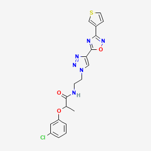molecular formula C19H17ClN6O3S B2405414 2-(3-chlorophenoxy)-N-(2-(4-(3-(thiophen-3-yl)-1,2,4-oxadiazol-5-yl)-1H-1,2,3-triazol-1-yl)ethyl)propanamide CAS No. 2034590-76-4