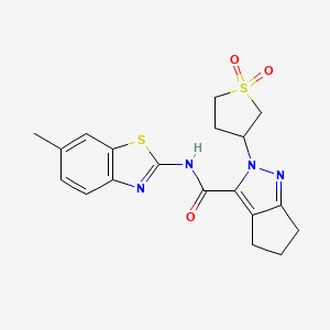 2-(1,1-dioxidotetrahydrothiophen-3-yl)-N-(6-methylbenzo[d]thiazol-2-yl)-2,4,5,6-tetrahydrocyclopenta[c]pyrazole-3-carboxamide