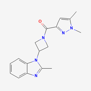 molecular formula C17H19N5O B2405425 (1,5-Dimethylpyrazol-3-yl)-[3-(2-methylbenzimidazol-1-yl)azetidin-1-yl]methanone CAS No. 2380095-36-1
