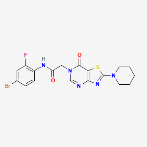 molecular formula C18H17BrFN5O2S B2405427 N-(4-bromo-2-fluorophenyl)-2-[7-oxo-2-(piperidin-1-yl)-6H,7H-[1,3]thiazolo[4,5-d]pyrimidin-6-yl]acetamide CAS No. 1223823-35-5