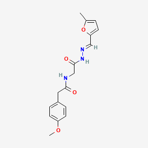 (E)-2-(4-methoxyphenyl)-N-(2-(2-((5-methylfuran-2-yl)methylene)hydrazinyl)-2-oxoethyl)acetamide