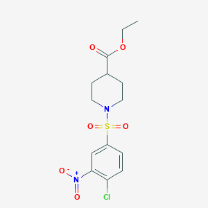 molecular formula C14H17ClN2O6S B2405456 Ethyl 1-[(4-chloro-3-nitrophenyl)sulfonyl]-4-piperidinecarboxylate CAS No. 291292-03-0