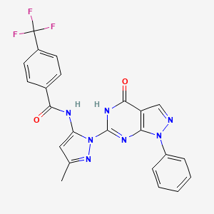 B2405472 N-(3-methyl-1-(4-oxo-1-phenyl-4,5-dihydro-1H-pyrazolo[3,4-d]pyrimidin-6-yl)-1H-pyrazol-5-yl)-4-(trifluoromethyl)benzamide CAS No. 1019097-44-9