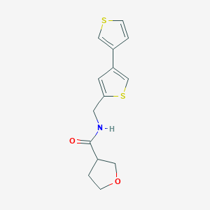 molecular formula C14H15NO2S2 B2405562 N-({[3,3'-bithiophene]-5-yl}methyl)oxolane-3-carboxamide CAS No. 2379977-00-9