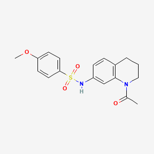 molecular formula C18H20N2O4S B2405614 N-(1-acetyl-1,2,3,4-tetrahydroquinolin-7-yl)-4-methoxybenzene-1-sulfonamide CAS No. 898423-90-0