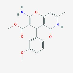 molecular formula C18H18N2O5 B2405633 methyl 2-amino-4-(3-methoxyphenyl)-7-methyl-5-oxo-5,6-dihydro-4H-pyrano[3,2-c]pyridine-3-carboxylate CAS No. 883486-29-1