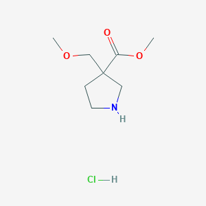 molecular formula C8H16ClNO3 B2405640 Methyl 3-(methoxymethyl)pyrrolidine-3-carboxylate;hydrochloride CAS No. 2378502-26-0