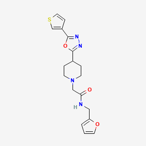 molecular formula C18H20N4O3S B2405641 N-(furan-2-ylmethyl)-2-(4-(5-(thiophen-3-yl)-1,3,4-oxadiazol-2-yl)piperidin-1-yl)acetamide CAS No. 1448053-50-6
