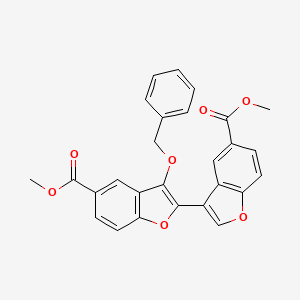 molecular formula C27H20O7 B2405643 Methyl 3-(benzyloxy)-2-[5-(methoxycarbonyl)-1-benzofuran-3-YL]-1-benzofuran-5-carboxylate CAS No. 879925-75-4
