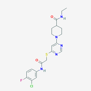 molecular formula C20H23ClFN5O2S B2405649 N-(2-pyrrolidin-1-ylethyl)-4-(2-pyrrolidin-1-ylpyrimidin-4-yl)benzamide CAS No. 1189971-97-8