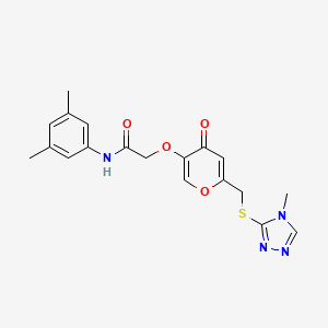 molecular formula C19H20N4O4S B2405682 N-(3,5-dimethylphenyl)-2-[(6-{[(4-methyl-4H-1,2,4-triazol-3-yl)sulfanyl]methyl}-4-oxo-4H-pyran-3-yl)oxy]acetamide CAS No. 899951-85-0