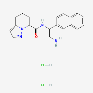 molecular formula C20H24Cl2N4O B2405685 N-(2-Amino-1-naphthalen-2-ylethyl)-4,5,6,7-tetrahydropyrazolo[1,5-a]pyridine-7-carboxamide;dihydrochloride CAS No. 2490404-65-2