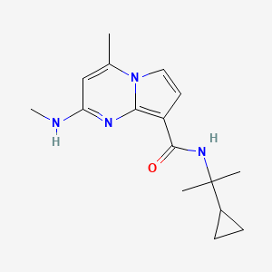 molecular formula C16H22N4O B2405715 N-(2-Cyclopropylpropan-2-yl)-4-methyl-2-(methylamino)pyrrolo[1,2-a]pyrimidine-8-carboxamide 