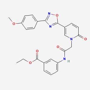 ethyl 3-(2-(5-(3-(4-methoxyphenyl)-1,2,4-oxadiazol-5-yl)-2-oxopyridin-1(2H)-yl)acetamido)benzoate