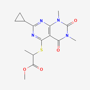 Methyl 2-((2-cyclopropyl-6,8-dimethyl-5,7-dioxo-5,6,7,8-tetrahydropyrimido[4,5-d]pyrimidin-4-yl)thio)propanoate