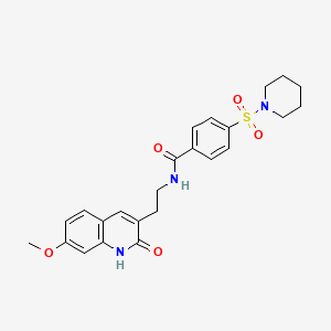 molecular formula C24H27N3O5S B2405734 N-[2-(7-methoxy-2-oxo-1,2-dihydroquinolin-3-yl)ethyl]-4-(piperidine-1-sulfonyl)benzamide CAS No. 851406-23-0