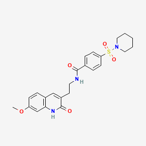 N-[2-(7-methoxy-2-oxo-1H-quinolin-3-yl)ethyl]-4-piperidin-1-ylsulfonylbenzamide