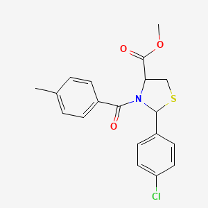 Methyl 2-(4-chlorophenyl)-3-(4-methylbenzoyl)-1,3-thiazolane-4-carboxylate