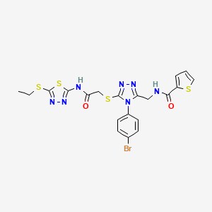 N-((4-(4-bromophenyl)-5-((2-((5-(ethylthio)-1,3,4-thiadiazol-2-yl)amino)-2-oxoethyl)thio)-4H-1,2,4-triazol-3-yl)methyl)thiophene-2-carboxamide