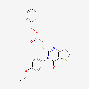 molecular formula C23H22N2O4S2 B2405800 Benzyl 2-[[3-(4-ethoxyphenyl)-4-oxo-6,7-dihydrothieno[3,2-d]pyrimidin-2-yl]sulfanyl]acetate CAS No. 850915-75-2