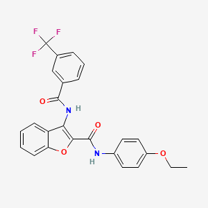 molecular formula C25H19F3N2O4 B2405802 N-(4-ethoxyphenyl)-3-(3-(trifluoromethyl)benzamido)benzofuran-2-carboxamide CAS No. 887889-37-4