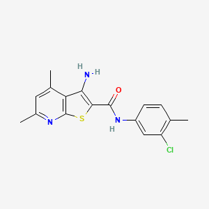 molecular formula C17H16ClN3OS B2405803 3-amino-N-(3-chloro-4-methylphenyl)-4,6-dimethylthieno[2,3-b]pyridine-2-carboxamide CAS No. 332949-95-8