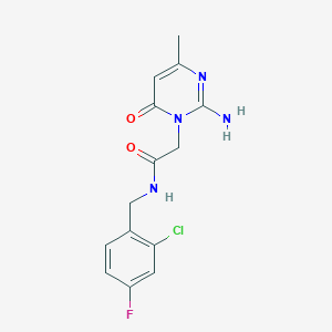 2-[2-amino-4-methyl-6-oxo-1(6H)-pyrimidinyl]-N~1~-(2-chloro-4-fluorobenzyl)acetamide