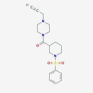1-[1-(Benzenesulfonyl)piperidine-3-carbonyl]-4-(prop-2-yn-1-yl)piperazine