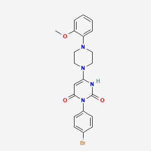molecular formula C21H21BrN4O3 B2405815 3-(4-bromophenyl)-6-(4-(2-methoxyphenyl)piperazin-1-yl)pyrimidine-2,4(1H,3H)-dione CAS No. 847398-89-4