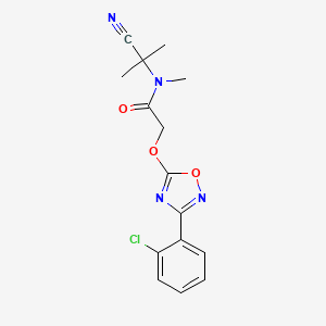molecular formula C15H15ClN4O3 B2405823 2-{[3-(2-chlorophenyl)-1,2,4-oxadiazol-5-yl]oxy}-N-(1-cyano-1-methylethyl)-N-methylacetamide CAS No. 1252528-24-7
