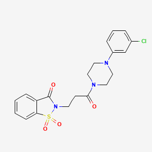 molecular formula C20H20ClN3O4S B2405825 2-(3-(4-(3-chlorophenyl)piperazin-1-yl)-3-oxopropyl)benzo[d]isothiazol-3(2H)-one 1,1-dioxide CAS No. 899995-83-6