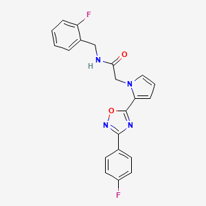 molecular formula C21H16F2N4O2 B2405828 N-(2-fluorobenzyl)-2-(2-(3-(4-fluorophenyl)-1,2,4-oxadiazol-5-yl)-1H-pyrrol-1-yl)acetamide CAS No. 1260999-51-6