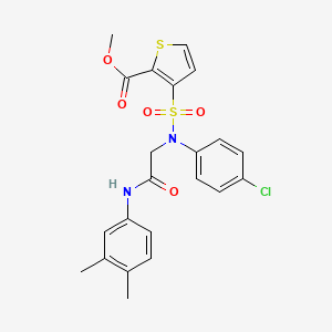 molecular formula C22H21ClN2O5S2 B2405848 methyl 3-(N-(4-chlorophenyl)-N-(2-((3,4-dimethylphenyl)amino)-2-oxoethyl)sulfamoyl)thiophene-2-carboxylate CAS No. 941889-27-6