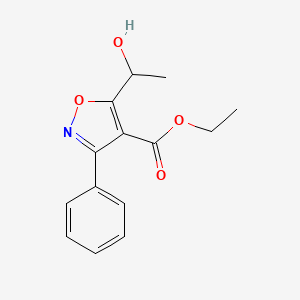 molecular formula C14H15NO4 B2405858 Ethyl 5-(1-hydroxyethyl)-3-phenylisoxazole-4-carboxylate CAS No. 95104-45-3