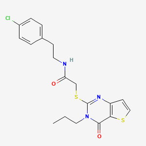 molecular formula C19H20ClN3O2S2 B2405863 N-[2-(4-chlorophenyl)ethyl]-2-({4-oxo-3-propyl-3H,4H-thieno[3,2-d]pyrimidin-2-yl}sulfanyl)acetamide CAS No. 1260622-23-8