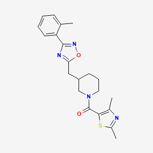B2405868 (2,4-Dimethylthiazol-5-yl)(3-((3-(o-tolyl)-1,2,4-oxadiazol-5-yl)methyl)piperidin-1-yl)methanone CAS No. 1705365-19-0