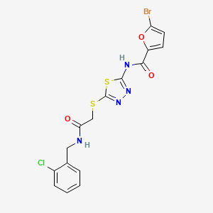 molecular formula C16H12BrClN4O3S2 B2405877 5-溴-N-(5-((2-((2-氯苯甲基)氨基)-2-氧代乙基)硫代)-1,3,4-噻二唑-2-基)呋喃-2-甲酰胺 CAS No. 921159-92-4