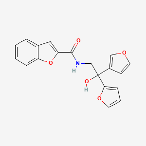 molecular formula C19H15NO5 B2405884 N-(2-(furan-2-yl)-2-(furan-3-yl)-2-hydroxyethyl)benzofuran-2-carboxamide CAS No. 2034621-11-7