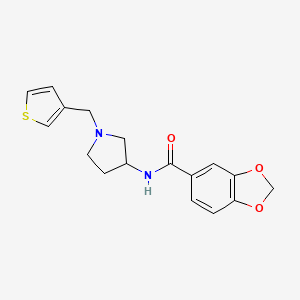 molecular formula C17H18N2O3S B2405912 N-{1-[(thiophen-3-yl)methyl]pyrrolidin-3-yl}-2H-1,3-benzodioxole-5-carboxamide CAS No. 2097920-19-7