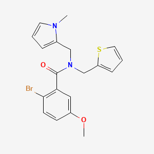 2-bromo-5-methoxy-N-((1-methyl-1H-pyrrol-2-yl)methyl)-N-(thiophen-2-ylmethyl)benzamide