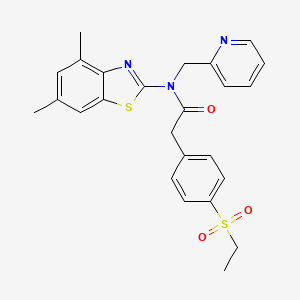 molecular formula C25H25N3O3S2 B2405942 N-(4,6-dimethylbenzo[d]thiazol-2-yl)-2-(4-(ethylsulfonyl)phenyl)-N-(pyridin-2-ylmethyl)acetamide CAS No. 941932-07-6